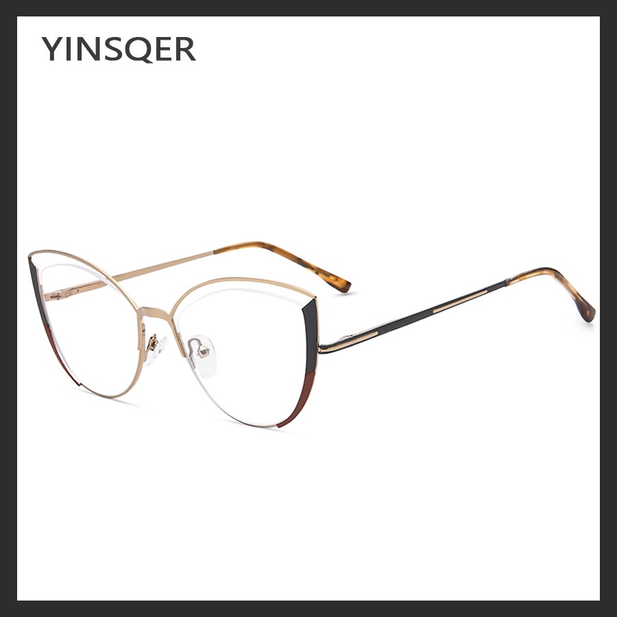 YINSQER Clear Cat Eye Glasses Frame Women's Glasses Fake Prescription Round Glasses Female Myopia Eye Glasses For Beauty For PC