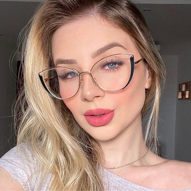 YINSQER Clear Cat Eye Glasses Frame Women's Glasses Fake Prescription Round Glasses Female Myopia Eye Glasses For Beauty For PC