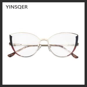 YINSQER Clear Cat Eye Glasses Frame Women's Glasses Fake Prescription Round Glasses Female Myopia Eye Glasses For Beauty For PC