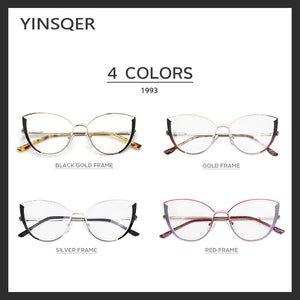 YINSQER Clear Cat Eye Glasses Frame Women's Glasses Fake Prescription Round Glasses Female Myopia Eye Glasses For Beauty For PC