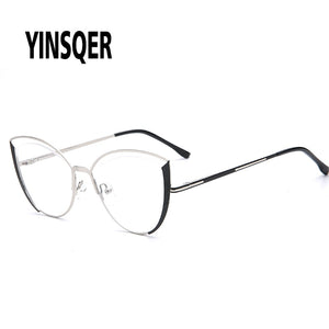 Clear Cat Eye Glasses Frame Women's Glasses Fake Prescription Round Glasses Female Myopia Eye Glasses For Beauty For PC