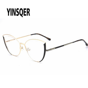 YINSQER Clear Cat Eye Glasses Frame Women's Glasses Fake Prescription Round Glasses Female Myopia Eye Glasses For Beauty For PC