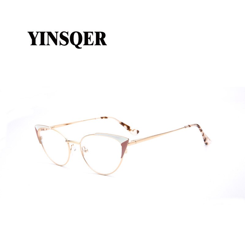 Prescription Glasses Women's Eyeglasses With Frame Myopia Clear Optical Female Eyewear Metal Cat Eye Round Fake Glasses