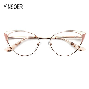 Prescription Glasses Women's Eyeglasses With Frame Myopia Clear Optical Female Eyewear Metal Cat Eye Round Fake Glasses