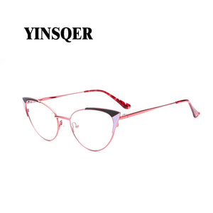 Prescription Glasses Women's Eyeglasses With Frame Myopia Clear Optical Female Eyewear Metal Cat Eye Round Fake Glasses
