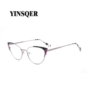 Prescription Glasses Women's Eyeglasses With Frame Myopia Clear Optical Female Eyewear Metal Cat Eye Round Fake Glasses