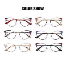 Load image into Gallery viewer, Prescription Glasses Women&#39;s Eyeglasses With Frame Myopia Clear Optical Female Eyewear Metal Cat Eye Round Fake Glasses