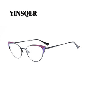 Prescription Glasses Women's Eyeglasses With Frame Myopia Clear Optical Female Eyewear Metal Cat Eye Round Fake Glasses