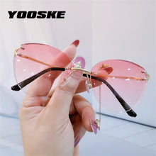 Carica l'immagine nel visualizzatore di Gallery, YOOSKE 2023 Cat Eye Sunglasses Women  Brand Gradient Rimless Sun Glasses Ladies Ocean Diamond Cutting Lens Shade Eyewear