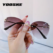 Carica l'immagine nel visualizzatore di Gallery, YOOSKE 2023 Cat Eye Sunglasses Women  Brand Gradient Rimless Sun Glasses Ladies Ocean Diamond Cutting Lens Shade Eyewear