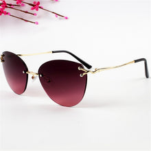 Carica l'immagine nel visualizzatore di Gallery, YOOSKE 2023 Cat Eye Sunglasses Women  Brand Gradient Rimless Sun Glasses Ladies Ocean Diamond Cutting Lens Shade Eyewear