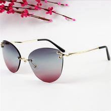 Carica l'immagine nel visualizzatore di Gallery, YOOSKE 2023 Cat Eye Sunglasses Women  Brand Gradient Rimless Sun Glasses Ladies Ocean Diamond Cutting Lens Shade Eyewear