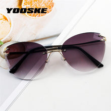 Carica l'immagine nel visualizzatore di Gallery, YOOSKE 2023 Cat Eye Sunglasses Women  Brand Gradient Rimless Sun Glasses Ladies Ocean Diamond Cutting Lens Shade Eyewear