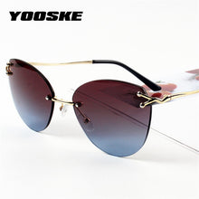 Carica l'immagine nel visualizzatore di Gallery, YOOSKE 2023 Cat Eye Sunglasses Women  Brand Gradient Rimless Sun Glasses Ladies Ocean Diamond Cutting Lens Shade Eyewear