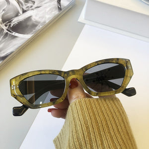 YOOSKE 2023 Small Frame Sunglasses Women Cat Eye Sun Glasses Men Retro Brand Design Wild Street Eyewear UV400
