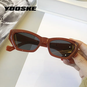 YOOSKE 2023 Small Frame Sunglasses Women Cat Eye Sun Glasses Men Retro Brand Design Wild Street Eyewear UV400