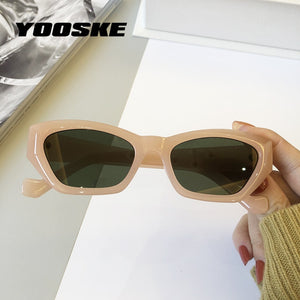 YOOSKE 2023 Small Frame Sunglasses Women Cat Eye Sun Glasses Men Retro Brand Design Wild Street Eyewear UV400