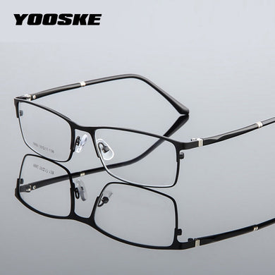 YOOSKE Alloy Glasses Frame Men 2023 Business Metal Square Eyeglasses Male Myopia Optical Spectacle frame Clear Lens