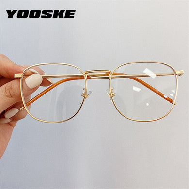 YOOSKE Anti Blue Light Glasses Frame Mental Glasses Women Men Spectacle Glasses Frames  Glasses Transparent Glasses