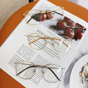YOOSKE Anti Blue Light Glasses Frame Mental Glasses Women Men Spectacle Glasses Frames  Glasses Transparent Glasses