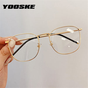 YOOSKE Anti Blue Light Glasses Frame Mental Glasses Women Men Spectacle Glasses Frames  Glasses Transparent Glasses