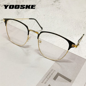 YOOSKE Anti Blue Light Glasses Frames Men Business Computer Blocking Eyeglasses Women Half Frame Optical Spectacles Eyewear