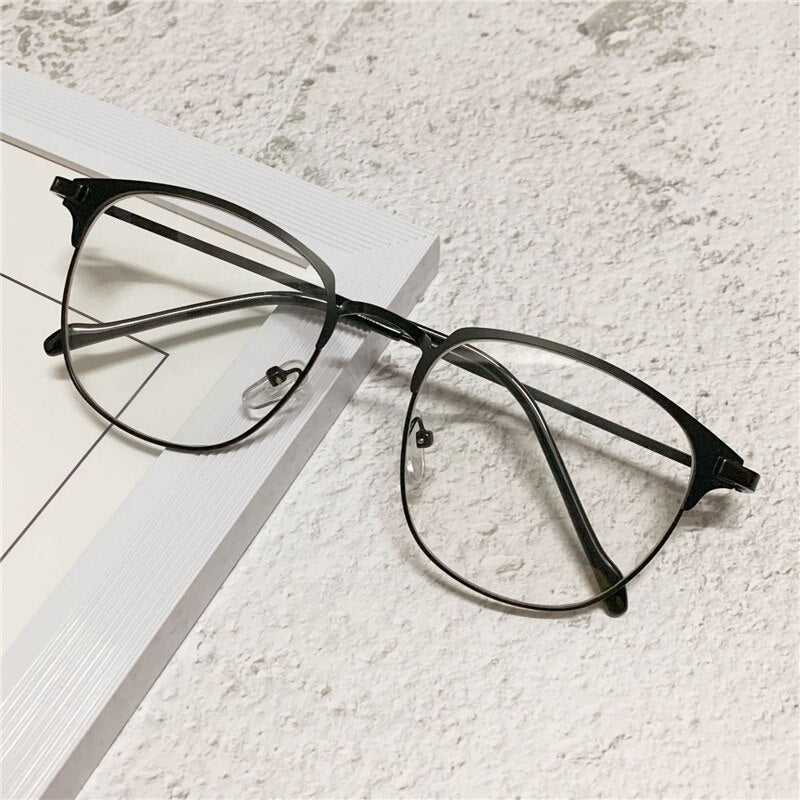 YOOSKE Anti Blue Light Glasses Frames Men Business Computer Blocking Eyeglasses Women Half Frame Optical Spectacles Eyewear