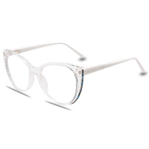 YOOSKE Anti Blue Light Glasses Frames Women Cat Eye Eyeglasses  Diamond-studded Design Bluelight Computer Optical Frame