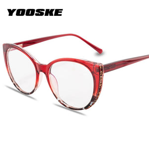 YOOSKE Anti Blue Light Glasses Frames Women Cat Eye Eyeglasses  Diamond-studded Design Bluelight Computer Optical Frame