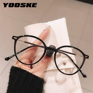 YOOSKE Anti Blue Light Glasses Frames Women Men Round Glasses Oversized Computer Gaming Eyeglasses Optical Frame Bluelight Lens