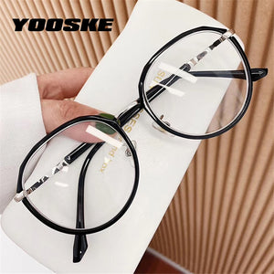 YOOSKE Anti Blue Light Glasses Transparent Round TR90 Eyeglasses Women Computer Optical Frames Men Unique Myopia Frame