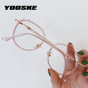 YOOSKE Anti Blue Light Glasses Transparent Round TR90 Eyeglasses Women Computer Optical Frames Men Unique Myopia Frame