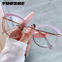 Load image into Gallery viewer, YOOSKE Anti Blue Light Glasses Women  Brand Designer Metal Frame Cat Eye Eyewear Computer Optical Prescription Eyeglasses