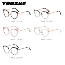 Load image into Gallery viewer, YOOSKE Anti Blue Light Glasses Women  Brand Designer Metal Frame Cat Eye Eyewear Computer Optical Prescription Eyeglasses