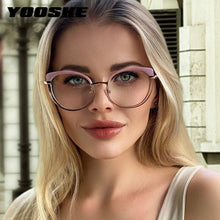 Load image into Gallery viewer, YOOSKE Anti Blue Light Glasses Women  Brand Designer Metal Frame Cat Eye Eyewear Computer Optical Prescription Eyeglasses