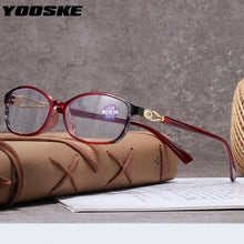 Load image into Gallery viewer, YOOSKE Anti Blue Light Reading Glasses Women Floral Printed Computer Protection Hyperopia Eyeglasses Diopter +1.0 1.5 2.5 3.0