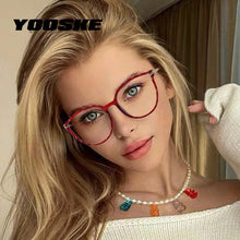 Carica l&#39;immagine nel visualizzatore di Gallery, YOOSKE Anti blue Light Glasses Frames Women Computer Eyewear ins Popular Cat Eye Glasses Eyeglasses Lady Clear Optical Frame