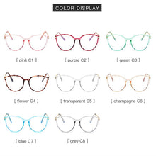 Carica l&#39;immagine nel visualizzatore di Gallery, YOOSKE Anti blue Light Glasses Frames Women Computer Eyewear ins Popular Cat Eye Glasses Eyeglasses Lady Clear Optical Frame
