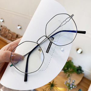 YOOSKE Blue Light Blocking Glasses Men Irregular Metal Eyeglasses Ladies Alloy Spectacle Frames Optical Lenses For Woman