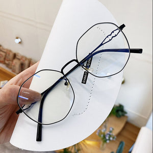 YOOSKE Blue Light Blocking Glasses Men Irregular Metal Eyeglasses Ladies Alloy Spectacle Frames Optical Lenses For Woman