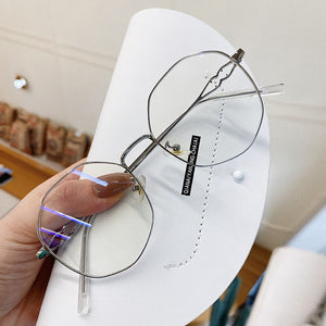 YOOSKE Blue Light Blocking Glasses Men Irregular Metal Eyeglasses Ladies Alloy Spectacle Frames Optical Lenses For Woman