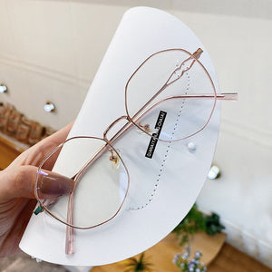 YOOSKE Blue Light Blocking Glasses Men Irregular Metal Eyeglasses Ladies Alloy Spectacle Frames Optical Lenses For Woman