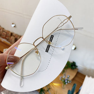 YOOSKE Blue Light Blocking Glasses Men Irregular Metal Eyeglasses Ladies Alloy Spectacle Frames Optical Lenses For Woman