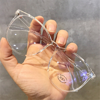 YOOSKE Blue Light Glasses Round Eyeglasses Frame For Woman Blocking Bluelight Glasses Fake Flat Mirror Computer Spectacle Frames