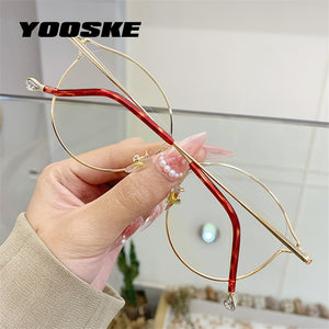 Cat Eye Glasses Frames Women Trendy Myopia Frame Rose Gold Optical Eyeglasses for Ladies Spectacles