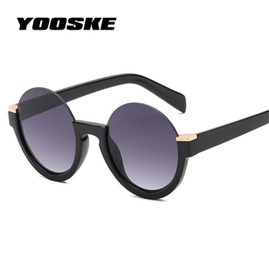 YOOSKE Brand Round Sunglasses Women Trendy Gradient Sun Glasses Ladies Vintage Half Frame Eyeglasses UV400