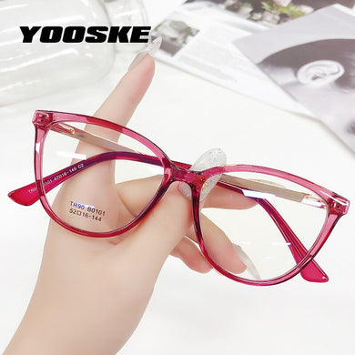 YOOSKE Brand Tr90 Optical Glasses for Women Cat Eye Eyeglasses Frames Alloy Myopia Frame Female Accessories Eyewear