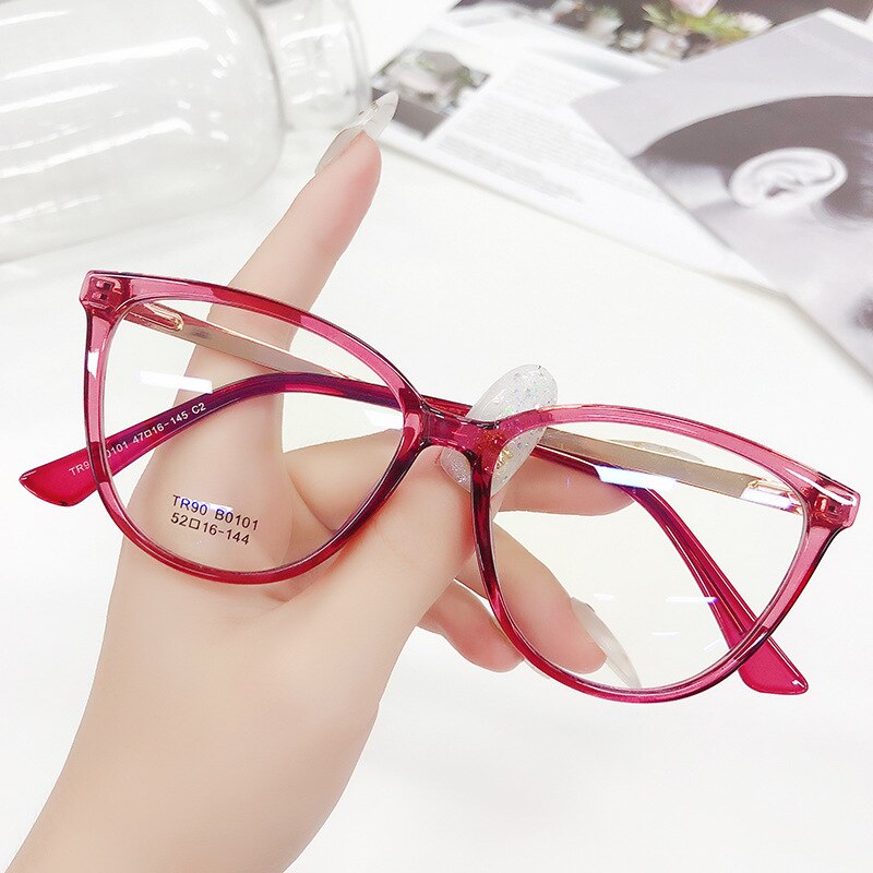 YOOSKE Brand Tr90 Optical Glasses for Women Cat Eye Eyeglasses Frames Alloy Myopia Frame Female Accessories Eyewear