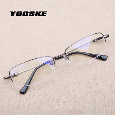 YOOSKE Business Students Myopia Glasses Lightweight Metal Titanium Glasses Half Frame Memory Material Eyeglasses