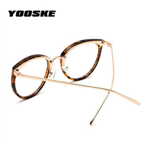 YOOSKE Cat Eye Glasses Frame Women Men Optical Spectacle Frames Retro Metal Oversized Eyeglass Transparent Plain Eyewear